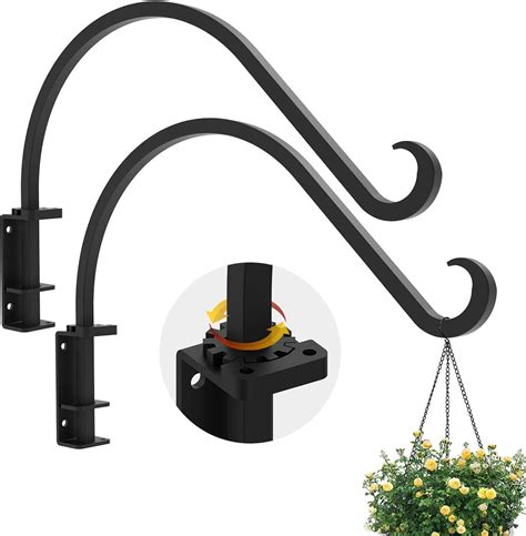 hanging plant hook hanger black swivel bracket metal|16 inch outdoor plant hangers.